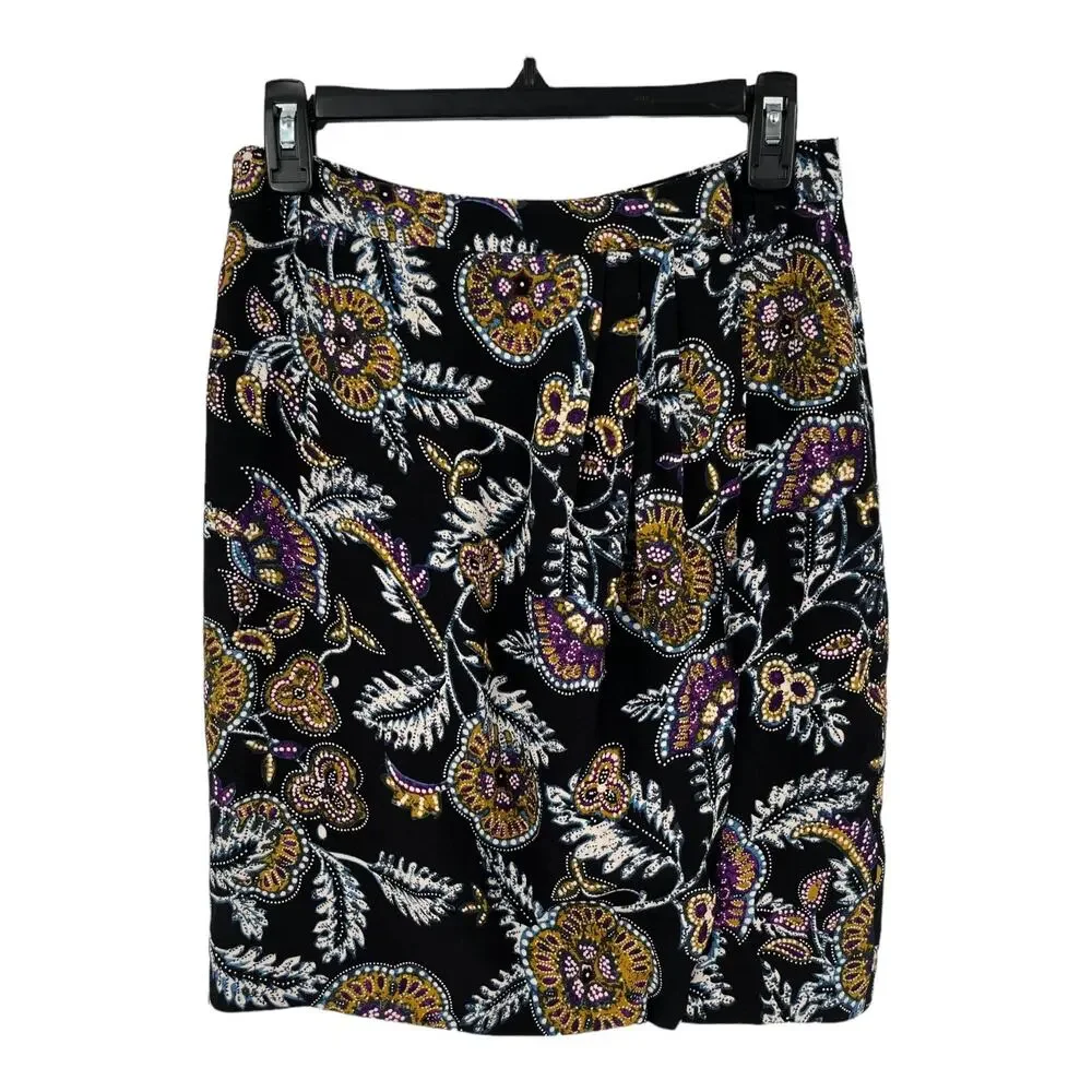 ba&sh skirt Venise paisley wrap black Medium M - Picture 2 of 8